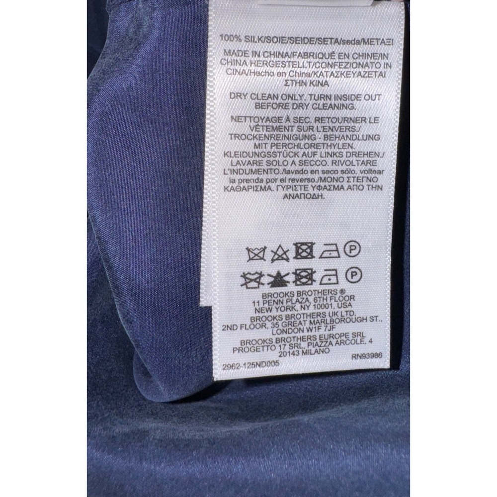 Brooks Brothers Size 6 100% silk Navy Long Sleeve shirt dress side pockets tie - Picture 6 of 8